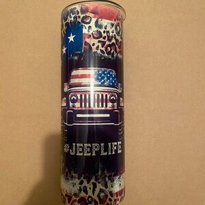 Jeep Life Tumbler with American Flag and Leopard Print